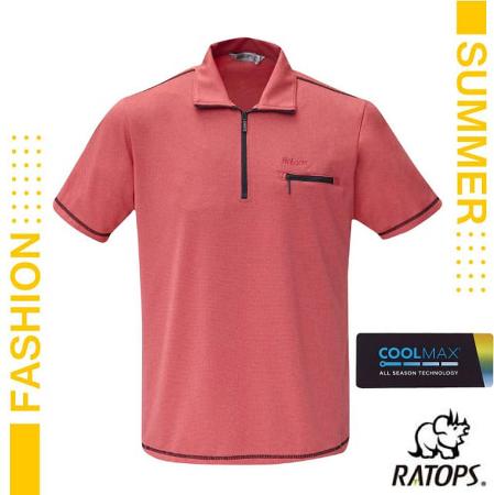 【瑞多仕-RATOPS】男款 COOLMAX 輕量透氣翻領POLO衫/DB1735 杏桃紅色/黑灰色✿30E010